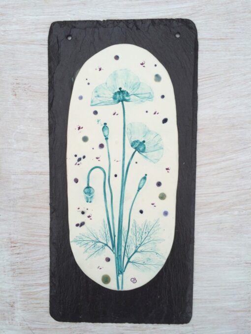 Pabi Cymreig (Welsh Poppy) Porcelain Wall Plaque - Image 3