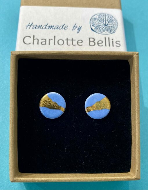 Stud Earrings with 24ct Gold Detailing